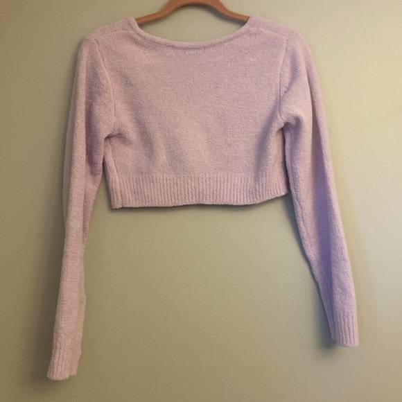 💜Wild fable Lavender Knit Terrycloth Cropped cardigan size medium - Picture 3 of 6